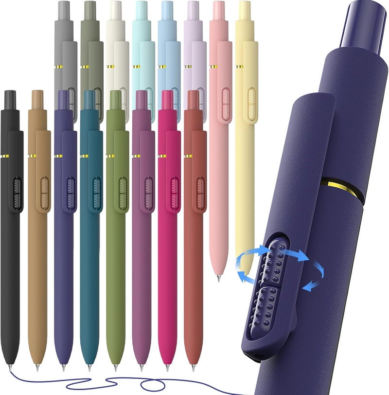 Hiacry 16Pcs Blue Ink Gel Pens，Quick-Dry 0.7mm Fine Point Fidget Pens for Smooth Writing, Journaling & Drawing, Aesthetic Pen for Women, School & Office Supplies (Vintage + Morandi Blue Ink 16Pack - Image 1